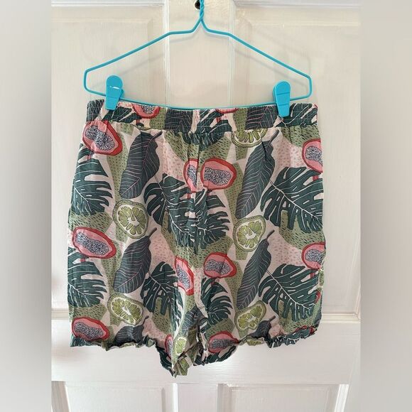 Zaket & Plover Papaya and Leaf Print Shorts Large - Picture 1 of 6